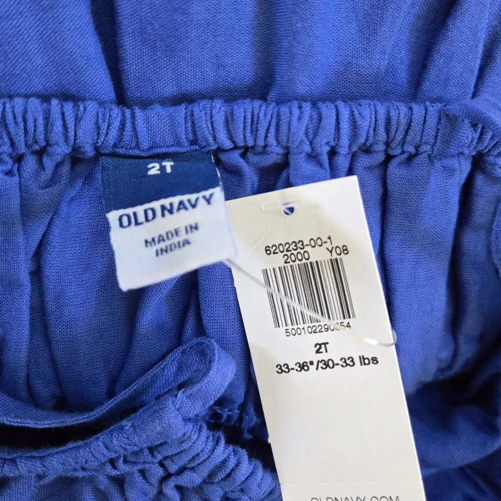 Old Navy Girls Blue Sleeveless Tie-Front Embroidered Smocked Summer Dress 2T New - Picture 3 of 9